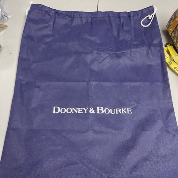 Dooney & Bourke cloth signature handbag/purse w leather straps. Light brown/tan. - Picture 11 of 11